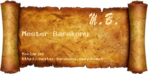 Mester Barakony névjegykártya